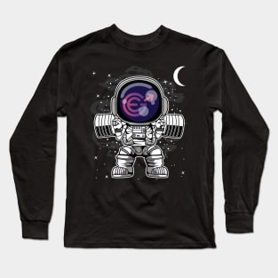 Astronaut Lifting Evergrow EGC Coin To The Moon Crypto Token Cryptocurrency Blockchain Wallet Birthday Gift For Men Women Kids Long Sleeve T-Shirt